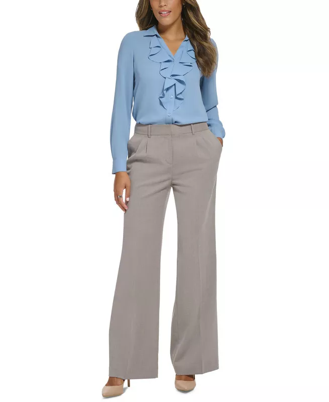 Pantalones plisados ​​de pierna ancha