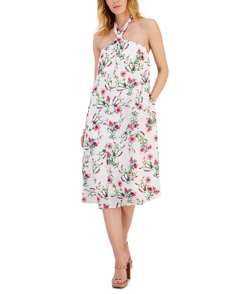 Vestido floral con cuello halter