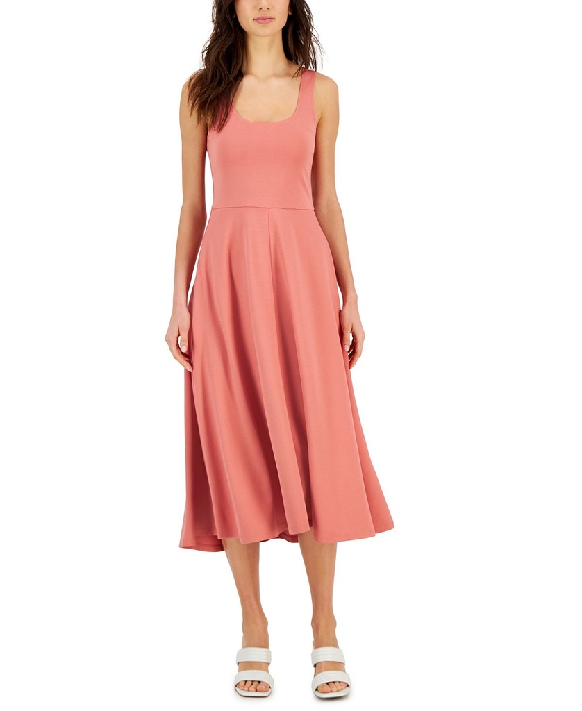 Vestido midi con escote redondo jersey