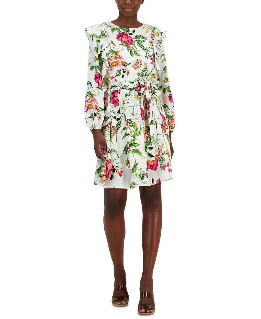 Vestido mini floral con volantes