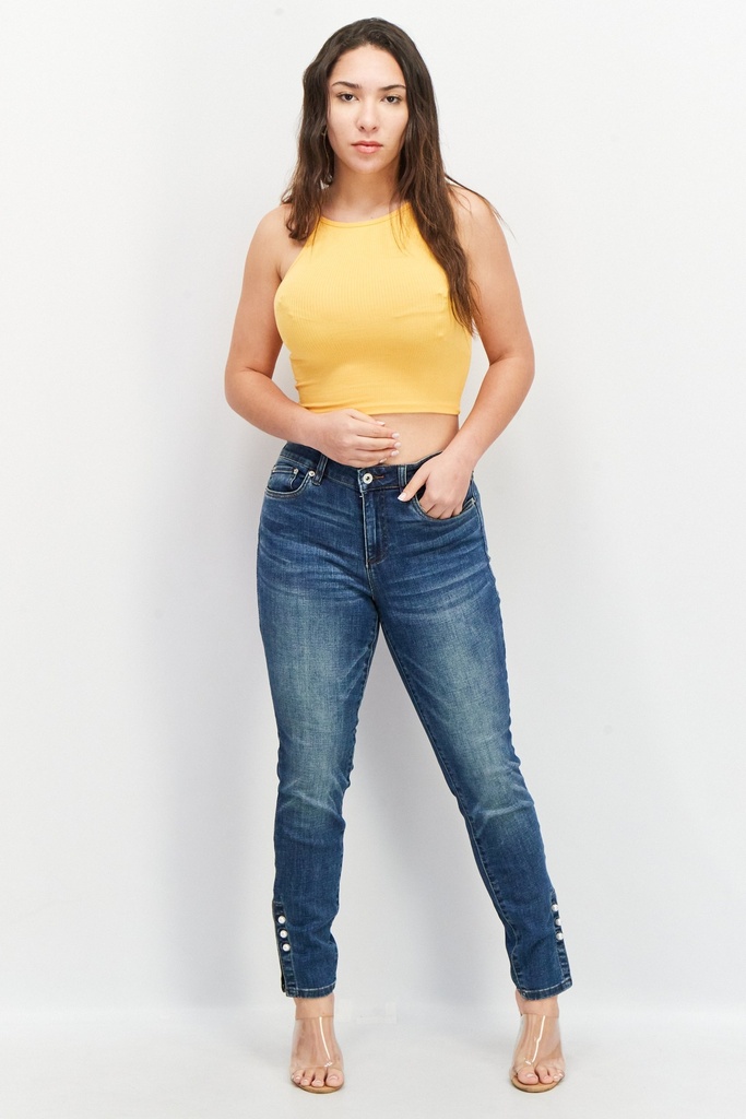 Jeans skinny con diseño de perlas