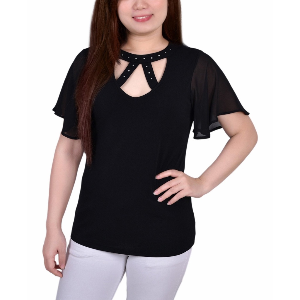 Blusa con mangas de volantes