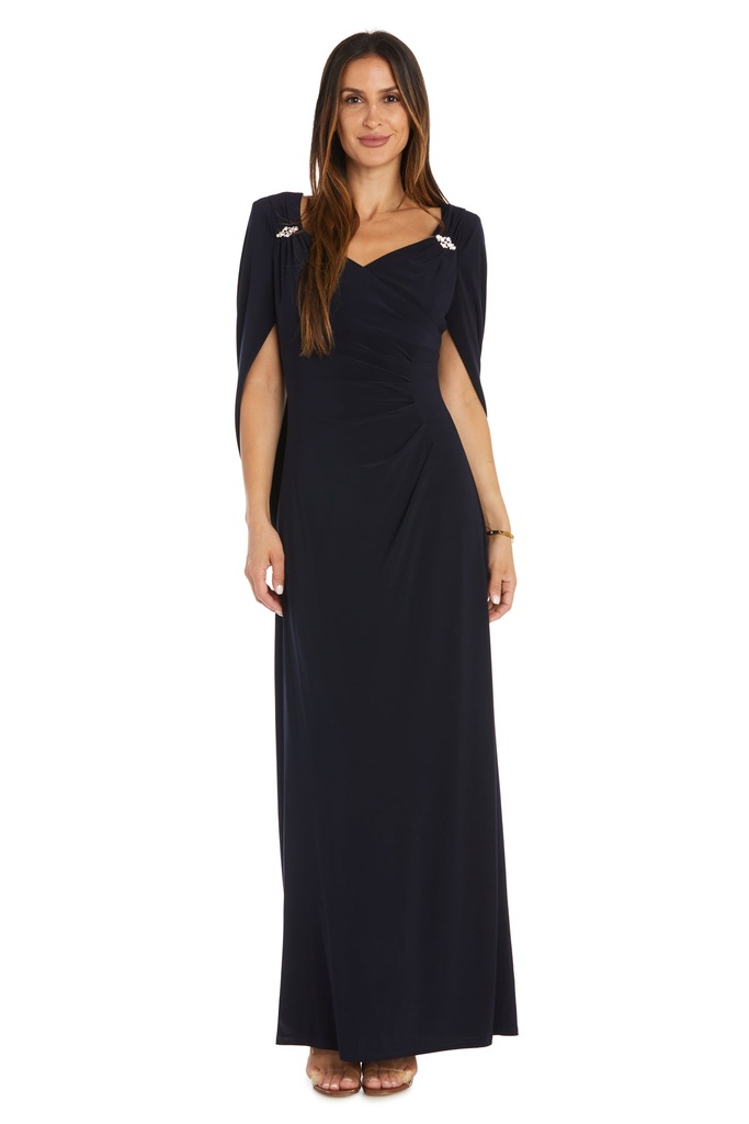 Vestido largo con hombros drapeados
