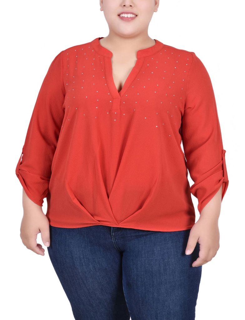 Blusa de crepe con apliques metálicos