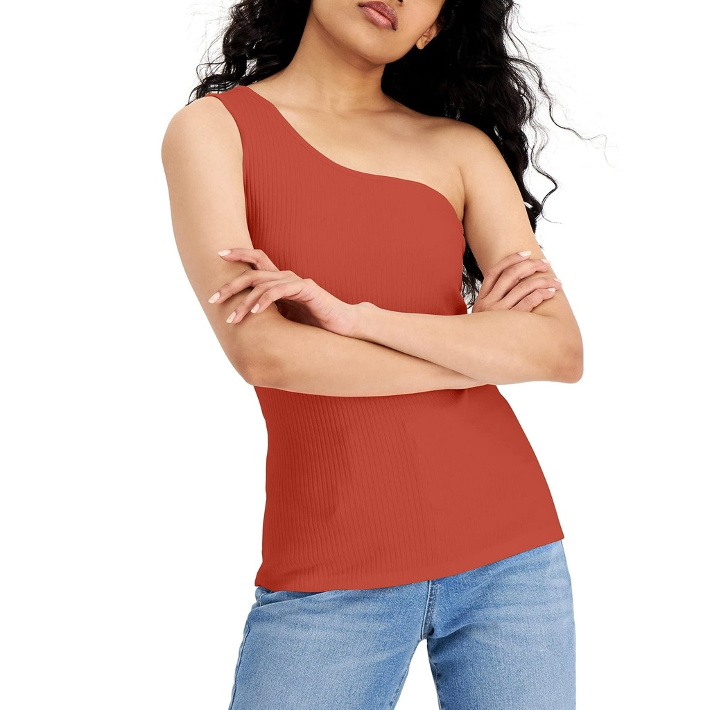 Blusa acanalada de un solo hombro