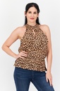 Blusa de escote halter animal print