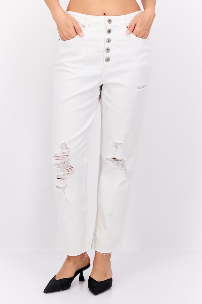 Jeans mom con cierre de botones