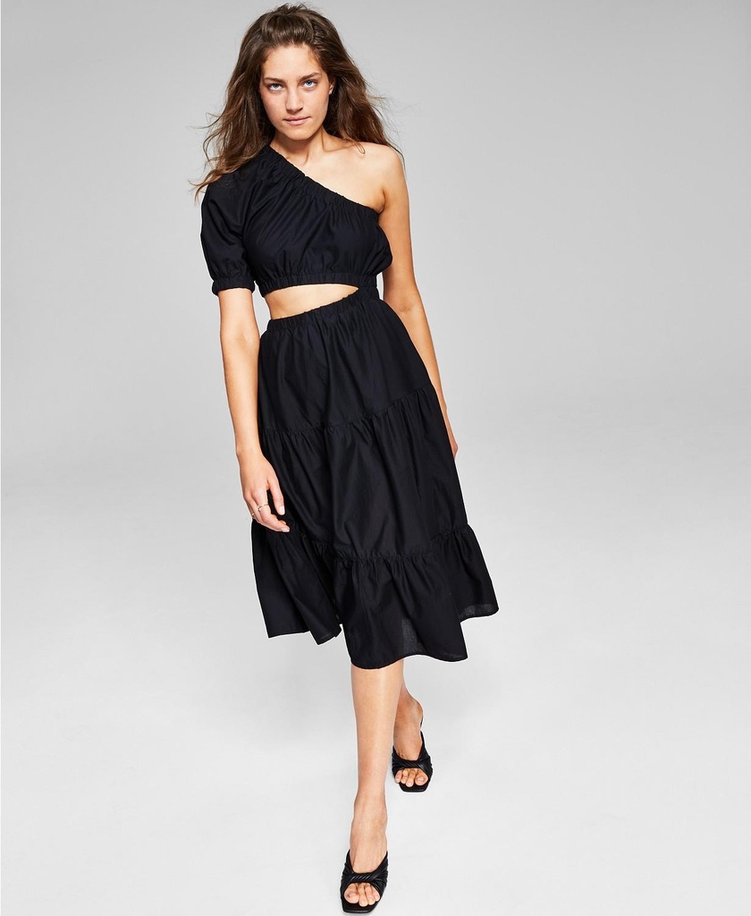 Vestido de algodón con un solo hombro y aberturas