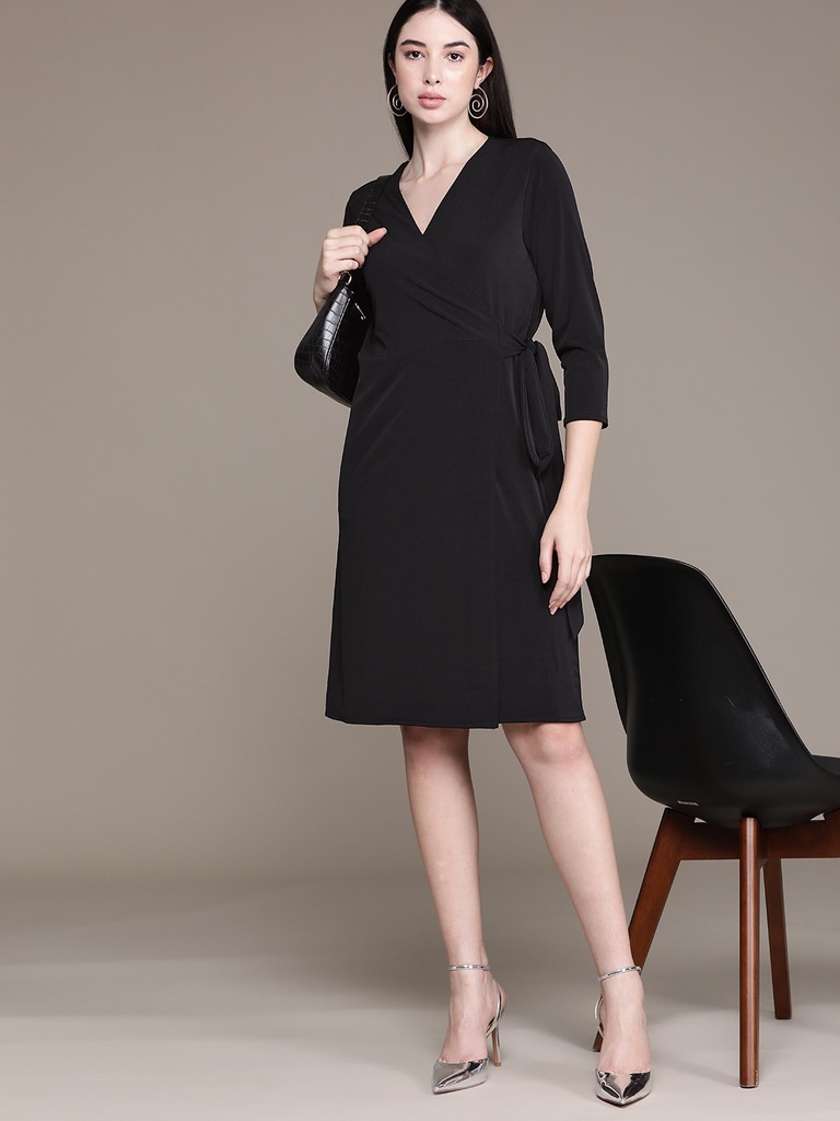 vestido mangas largas cuello en v