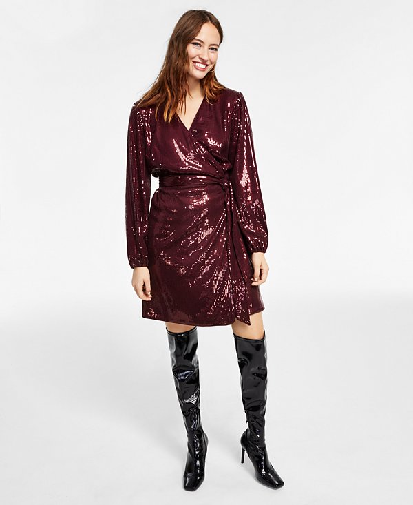 Vestido cruzado con lentejuelas