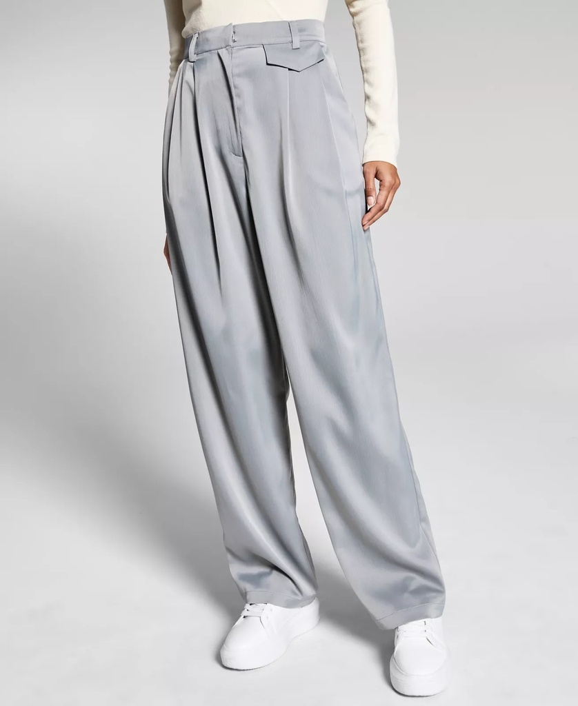 pantalones tiro alto de satén