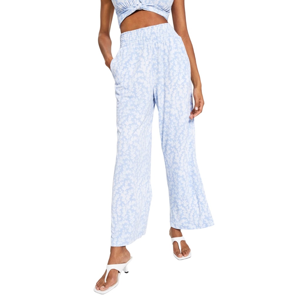 Pantalón ancho con cintura fruncida