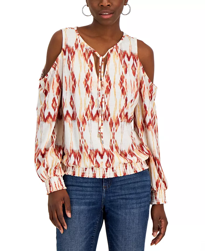 Blusa manga larga escote en hombro