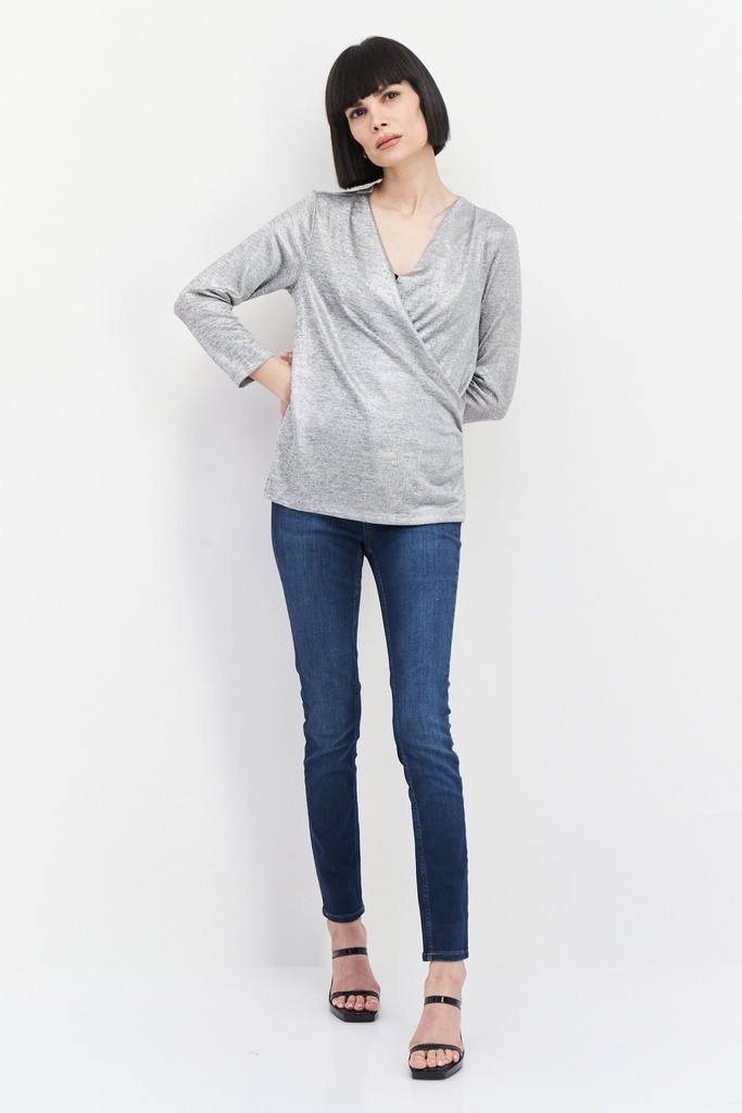 Blusa punto acanalado escote en V