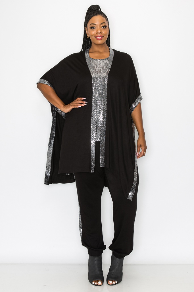 Kimono curvo con lentejuelas