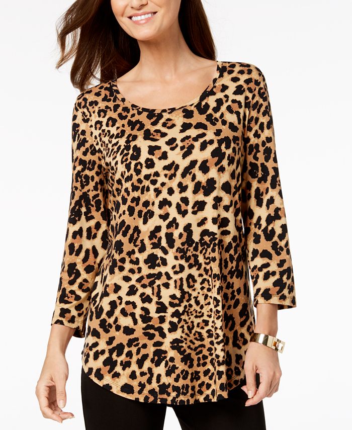 Blusa de animal print manga 3/4