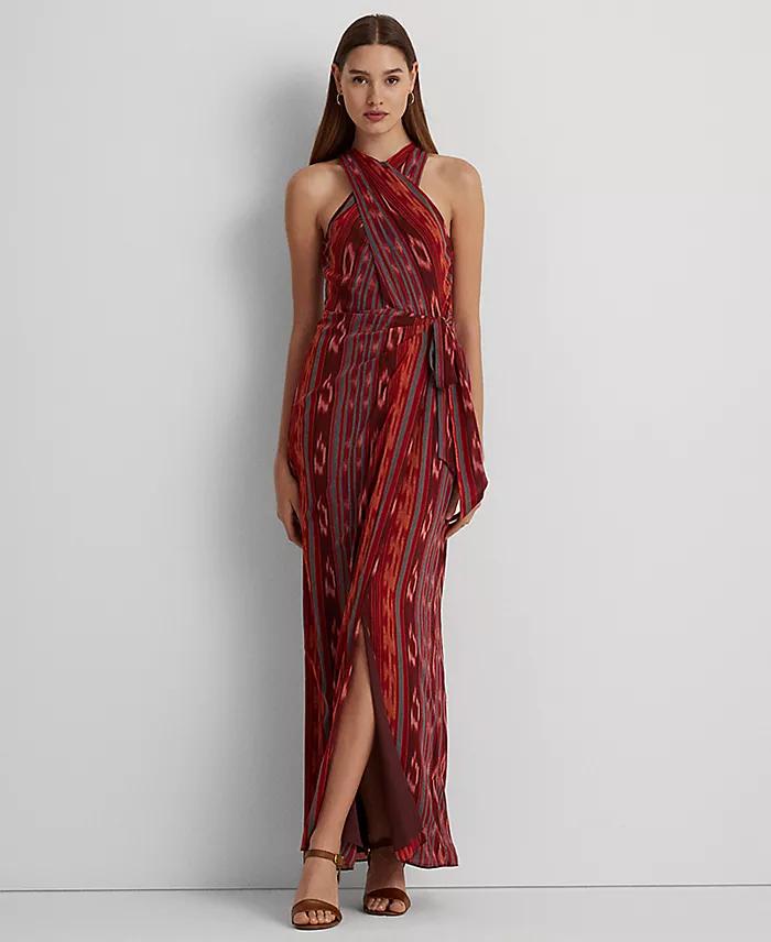 Vestido Maxi de chiffon halter cruzado