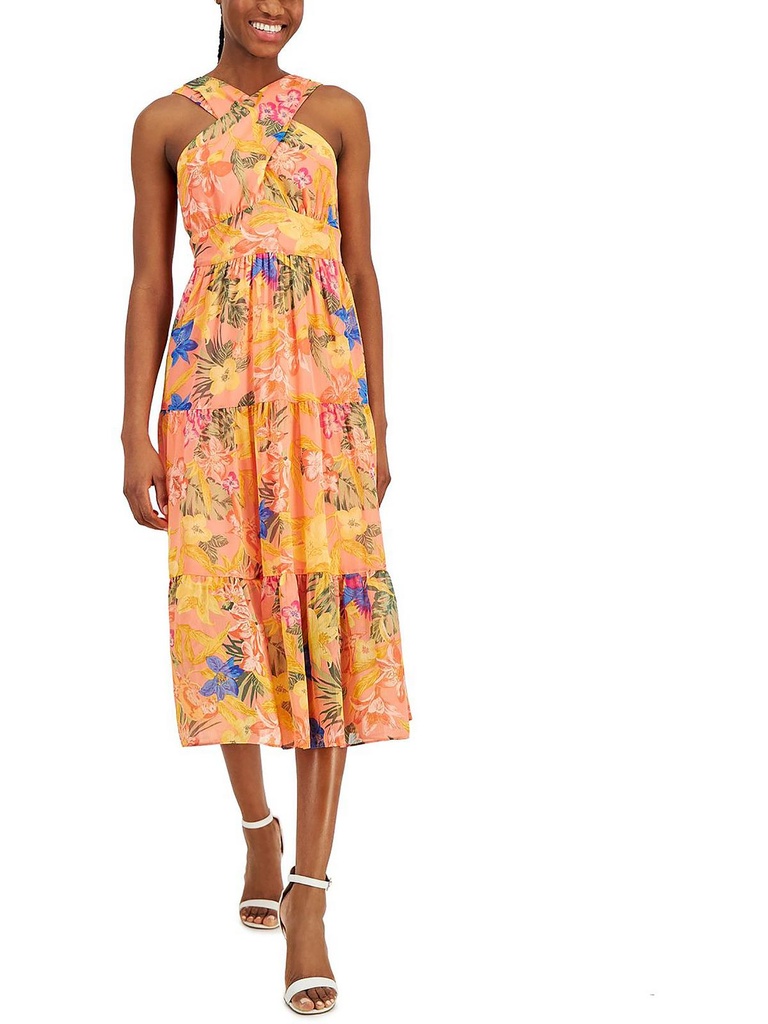 Vestido floral con escote halter