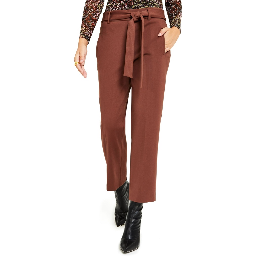 Pantalón recto con cintura anudada
