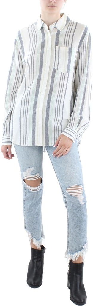 Camisera a rayas de mezcla de lino