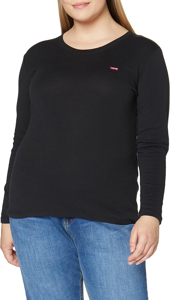 Blusa manga larga acanalada fina