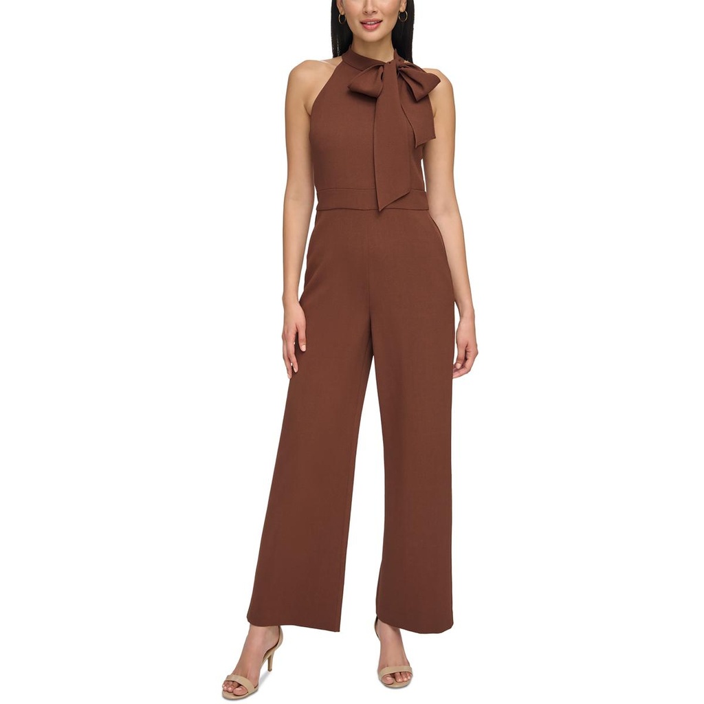 Enterizo halter con ribete de lazo