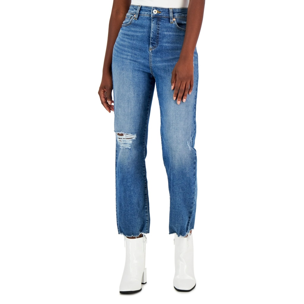 Jeans de pierna recta degastados