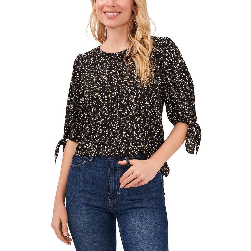 Blusa floral de mangas anudadas