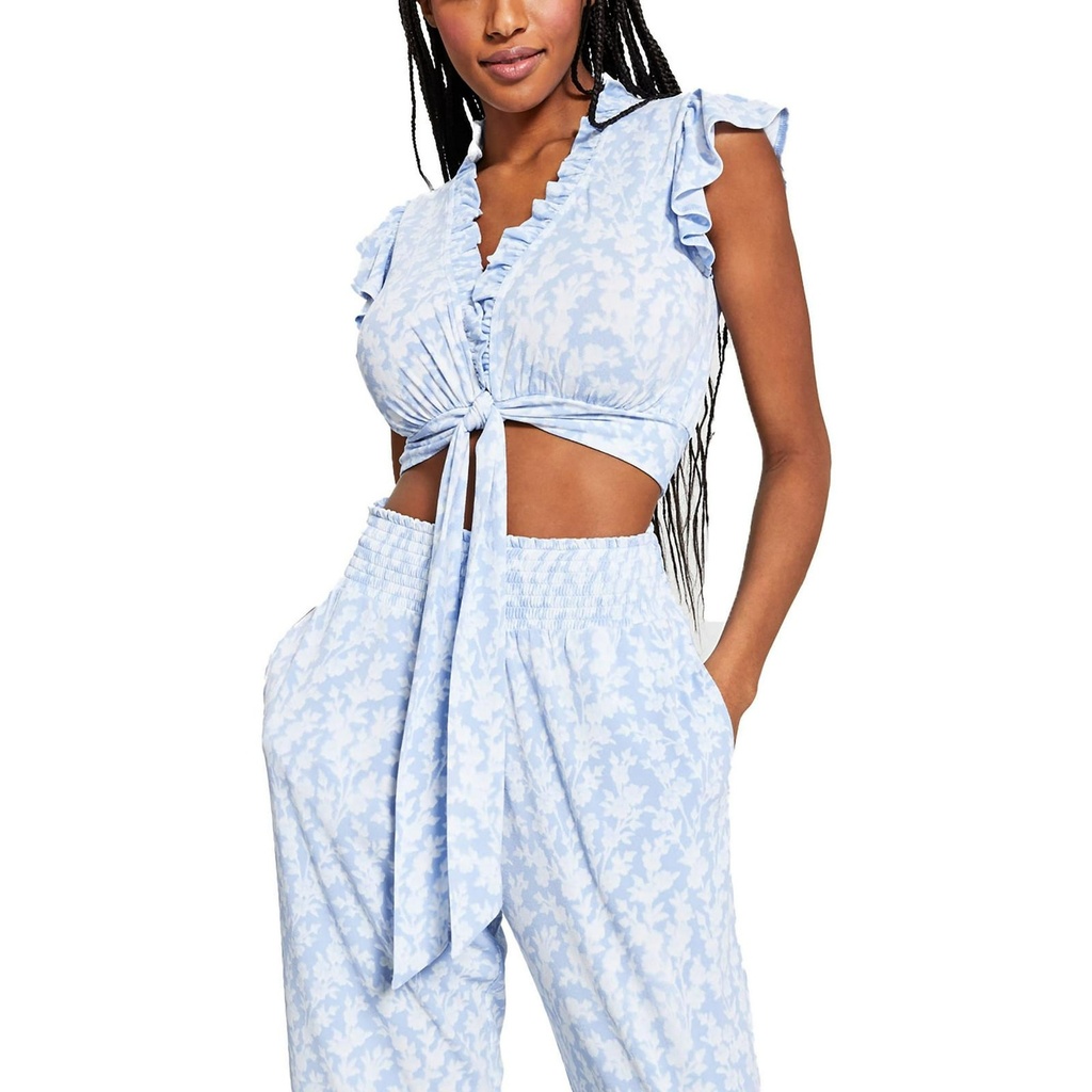 Blusa crop con mangas onduladas