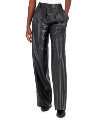 Pantalón rectos de piel sintética