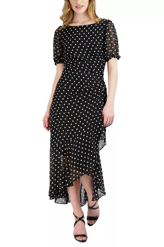 Vestido midi con volantes y lunares