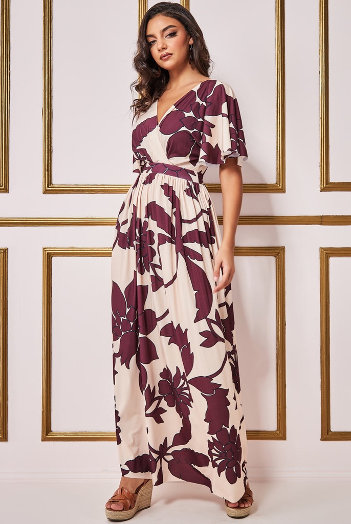 Vestido floral con escote traslapado