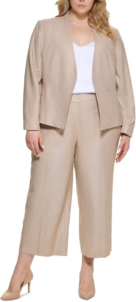 Pantalón crop ancho de sarga