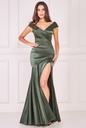 Vestido drapeado con abertura