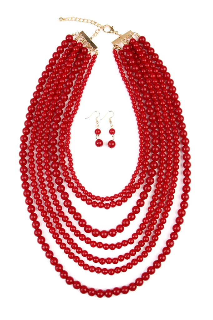 Juego de collar y aretes Burdeos