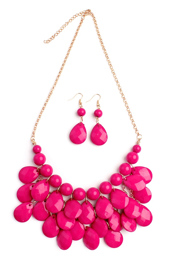 Juego de pendientes y collar burbuja