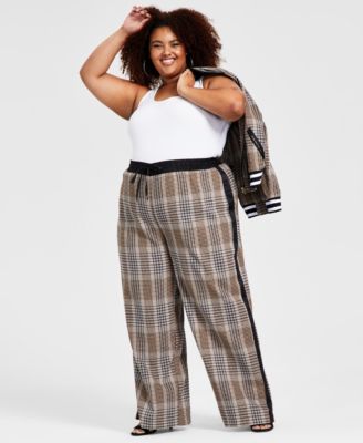Pantalones anchos a cuadros