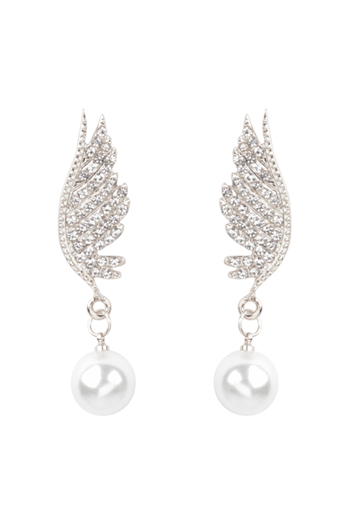 Aretes de pluma con diamantes