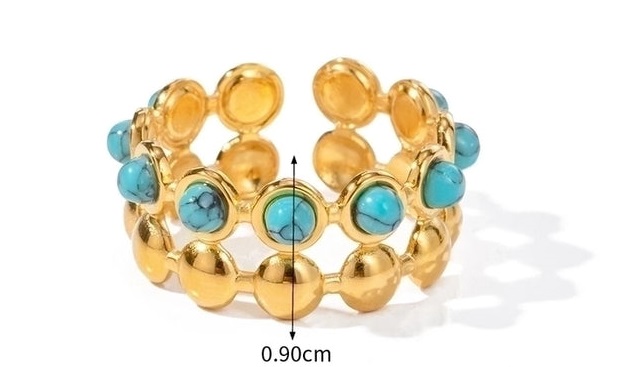 Anillo abierto con piedras turquesa