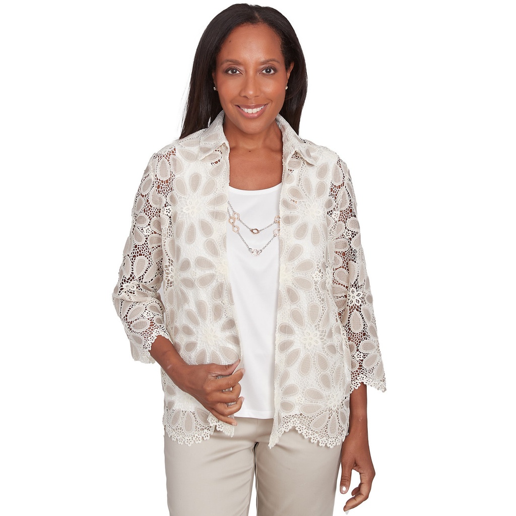 Blusa dos en uno de encaje Almond