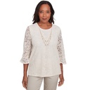 Blusa de encaje tejido con collar