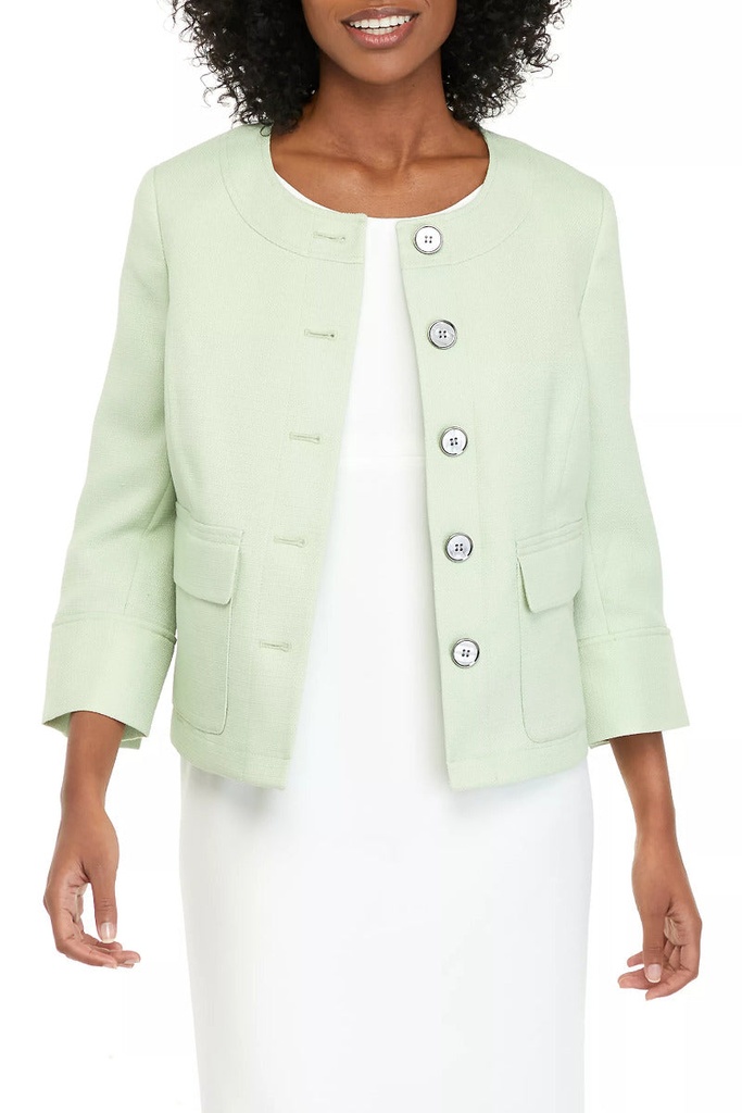 Chaqueta de tweed con cuello redondo