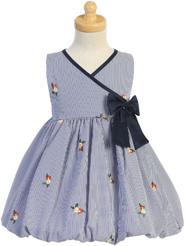 Vestido a rayas con flores bordadas