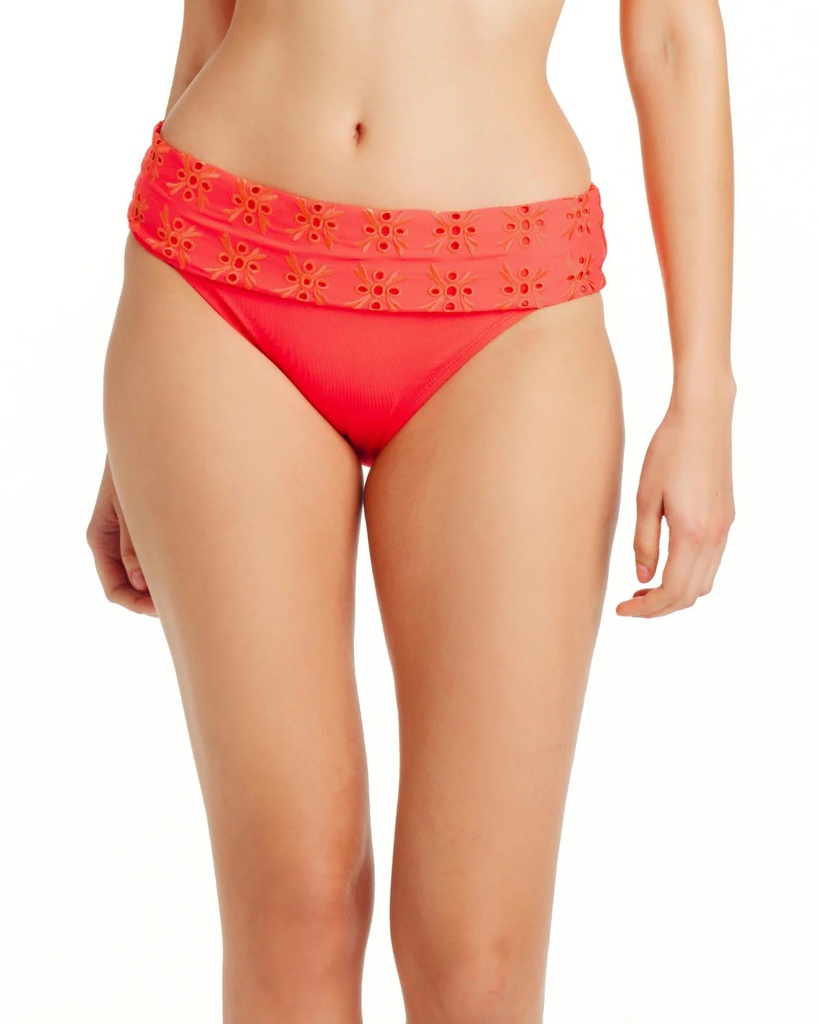 Bottom Bikini plegable con flores bordadas