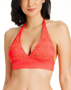 Top de bikini halter con bordado floral