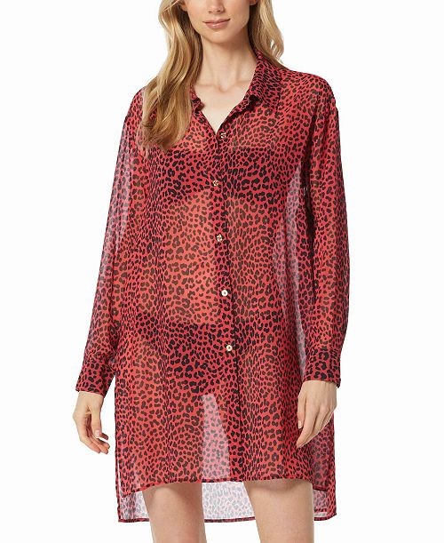 Camisera de playa convertible animal print