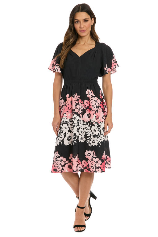 Vestido en V con manga corta