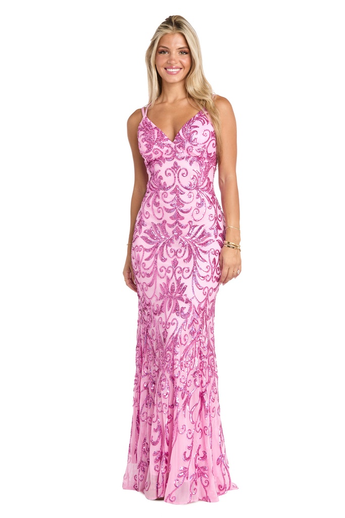 Vestido largo de lentejuelas Paisley