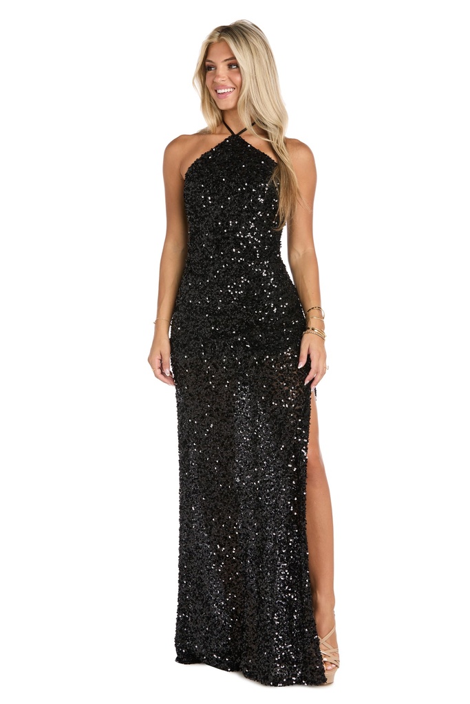 Vestido de satén con escote halter (copia)