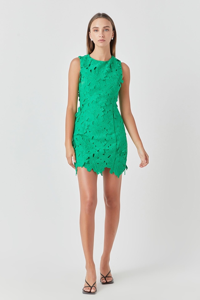 Mini vestido de encaje floral